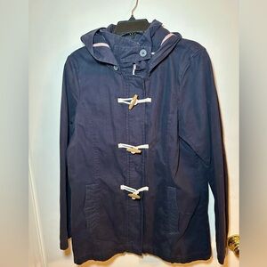 NWT H&M navy blue toggle coat size 12